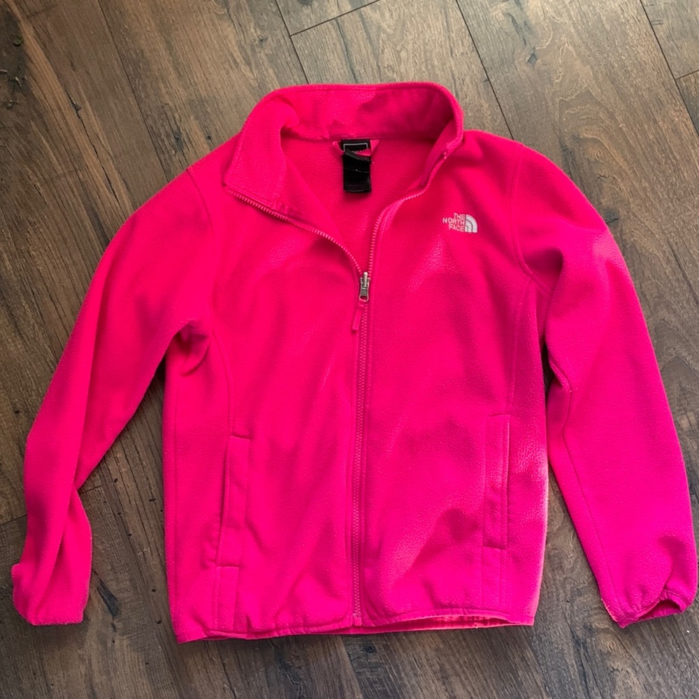 North face pink girls, large fleece jacket. (14/16)